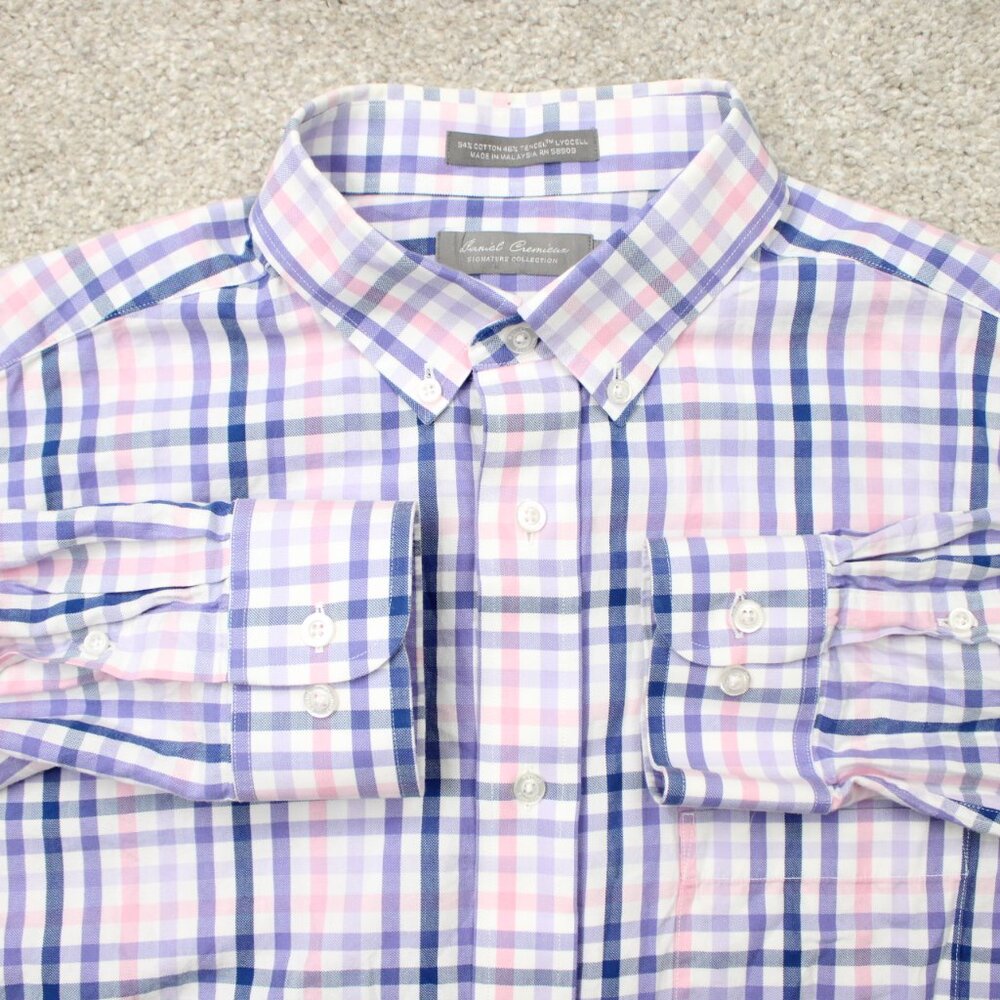 Daniel Cremieux Shirt Mens Large Purple/Pink Signature Collection Long Sleeve